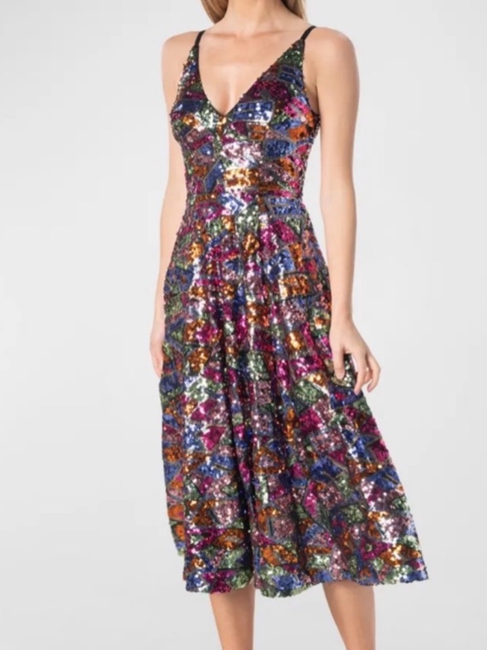 Dress the Population Multicolor Sequin Midi Dress